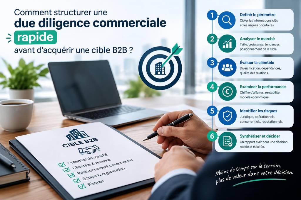 Comment structurer une due diligence commerciale rapide avant d'acquérir une cible b2b
